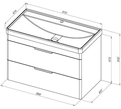 Тумба под раковину Aquanet Ирис New 90 белый глянец
