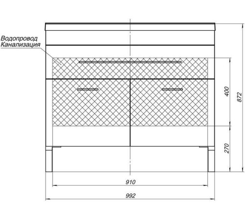 Тумба с раковиной Aquanet Верона 100 белый (напольная 1 ящик 2 дверцы)