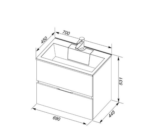 Раковина для тумбы Aquanet Фортуна 70