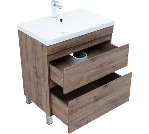 Тумба под раковину Aquanet Нота New 75 напольная, дуб веллингтон табак