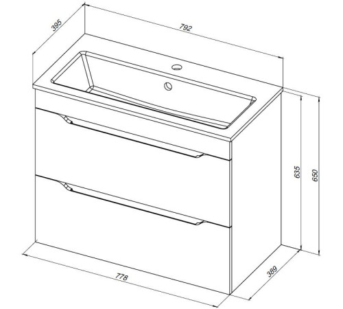 Тумба под раковину Aquanet Практика 80 белый глянец