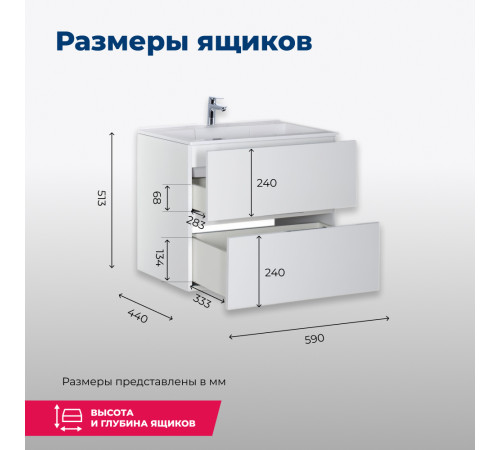 Тумба под раковину Aquanet Алвита 60 белый