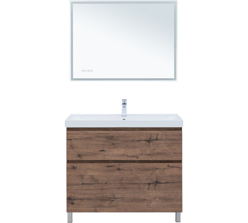 Тумба под раковину Aquanet Алвита New 100 напольная, дуб веллингтон табак