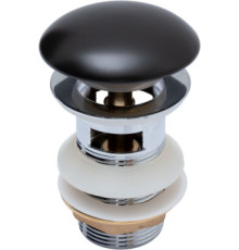 Донный клапан Aquanet черный матовый, с переливом