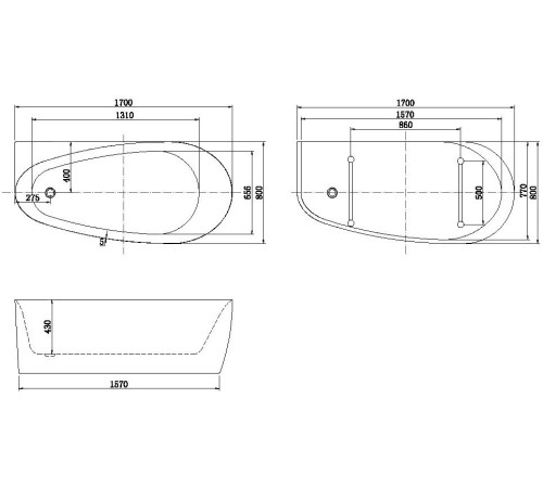 Акриловая ванна Allen Brau Priority 2 170x80 2.31002.21