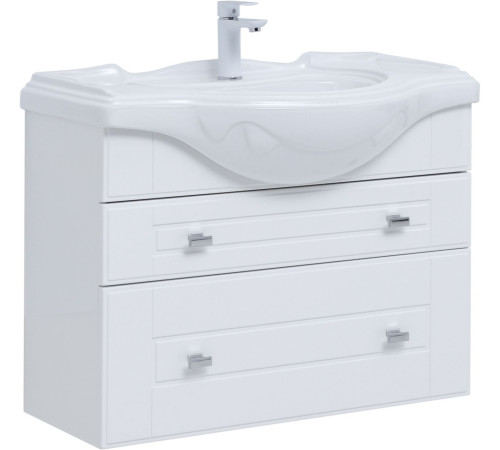 Тумба под раковину Aquanet Рондо 85 белый глянец
