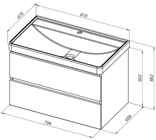 Тумба под раковину Aquanet Вега 2.0 80 черный