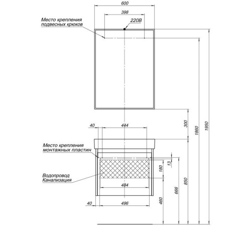 Мебель для ванной Aquanet Nova Lite 60 дуб рустикальный (1 ящик)