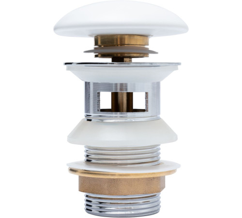 Донный клапан Aquanet белый матовый, с переливом