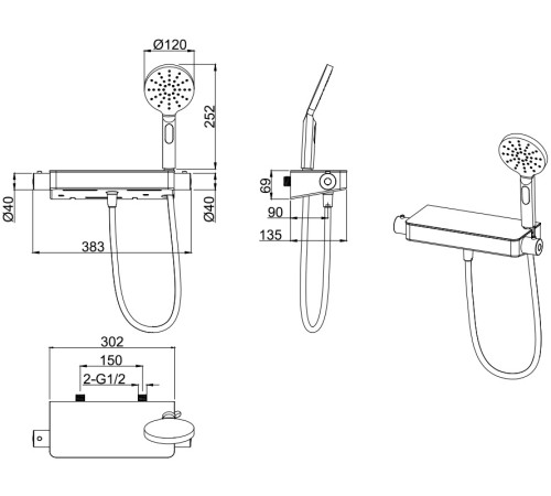 Смеситель для душа Allen Brau Fantasy 5.11002-31 черный матовый