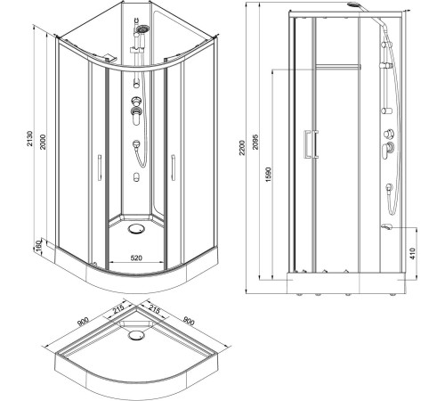Душевая кабина Aquanet Passion R 3.0 90x90, прозрачное стекло