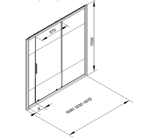 Шторка на ванну Aquanet Practic AE10-B-165H150U-CP 165, прозрачное стекло/шелкография