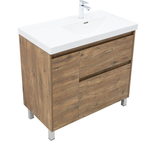 Тумба под раковину Aquanet Nova Lite 2.0 90 напольная, дуб рустикальный, правая