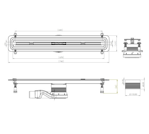 Душевой лоток Allen Brau Liberty 9.50000.SS 650 мм