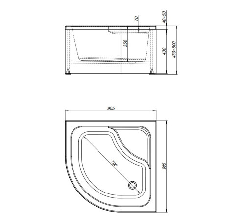 Душевой поддон Aquanet Optimal 90х90 с сиденьем