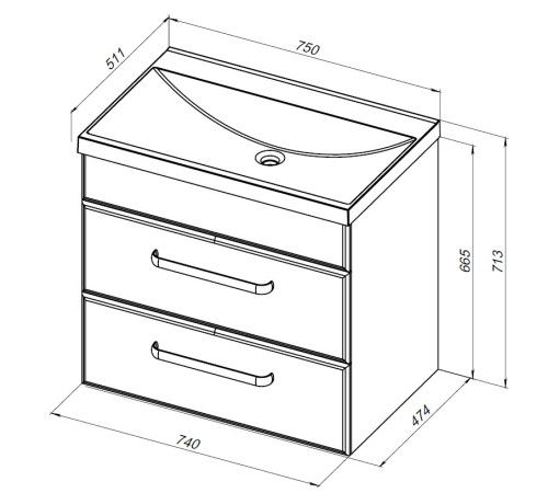 Тумба под раковину Aquanet Лукка 75 белый