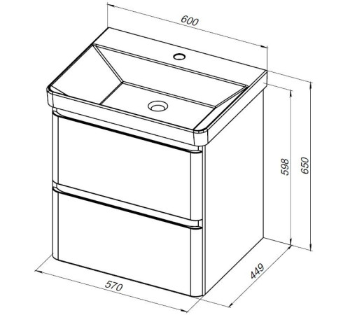 Тумба под раковину Aquanet Эмбер 60 черный матовый