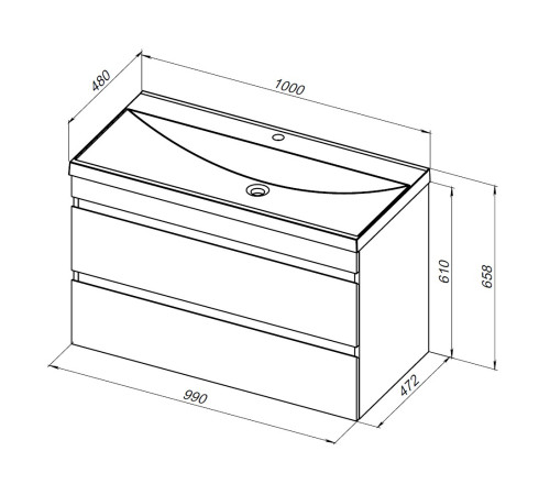 Тумба под раковину Aquanet Нота New 100 белый глянец