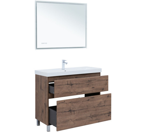 Тумба под раковину Aquanet Алвита New 100 напольная, дуб веллингтон табак