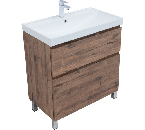 Тумба под раковину Aquanet Алвита New 80 напольная, дуб веллингтон табак