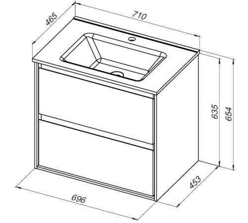 Тумба под раковину Aquanet Милан 70 белый глянец