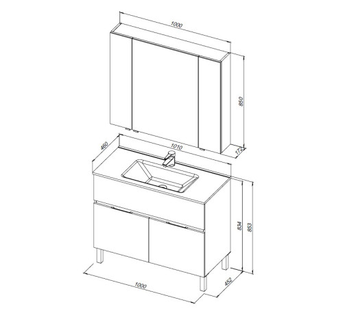 Мебель для ванной Aquanet Алвита New 100 1 ящик, 2 дверцы, белый матовый