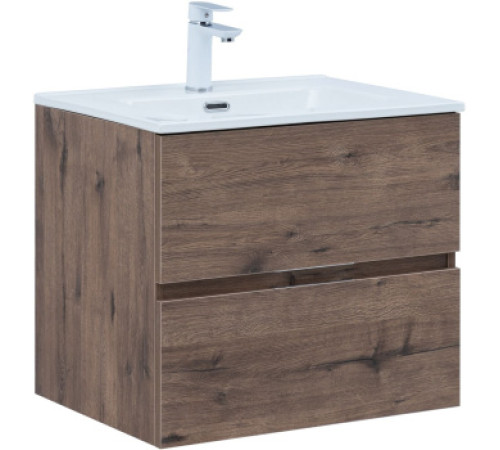 Тумба под раковину Aquanet Алвита New 60 2 ящика, дуб веллингтон табак
