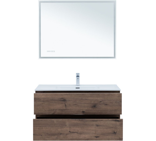 Тумба под раковину Aquanet Алвита New 100 2 ящика, дуб веллингтон табак