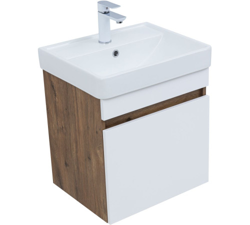 Тумба под раковину Aquanet Оптима 50 дуб рустикальный/белый сатин