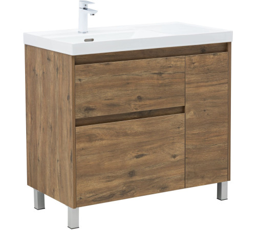 Тумба под раковину Aquanet Nova Lite 2.0 90 напольная, дуб рустикальный, правая
