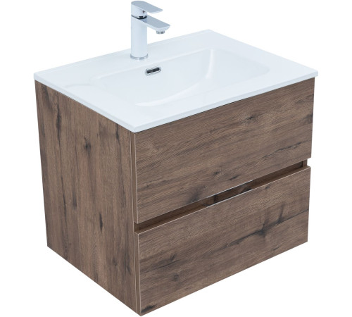 Тумба под раковину Aquanet Алвита New 60 2 ящика, дуб веллингтон табак