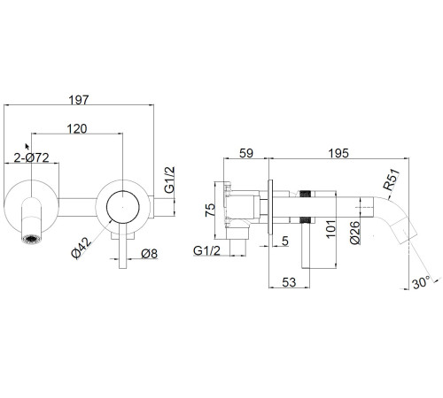 Смеситель для раковины Allen Brau Priority 5.31030-31 (с внутренней частью) черный матовый