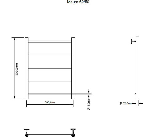 Полотенцесушитель водяной Aquanet Mauro 600x500 хром
