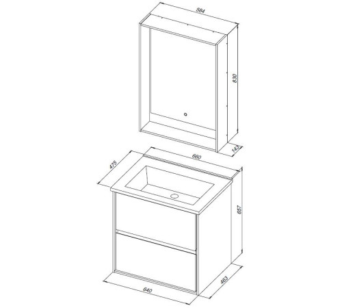 Тумба под раковину Aquanet Милан 65 белый глянец