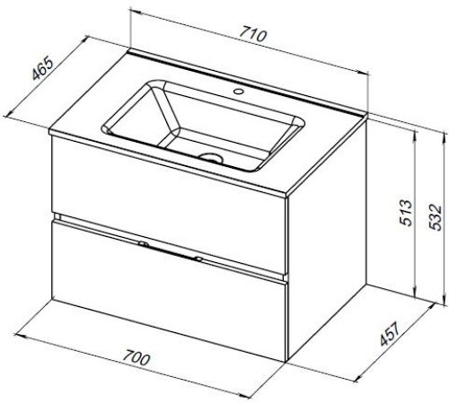 Тумба под раковину Aquanet Алвита New 70 2 ящика, дуб веллингтон табак