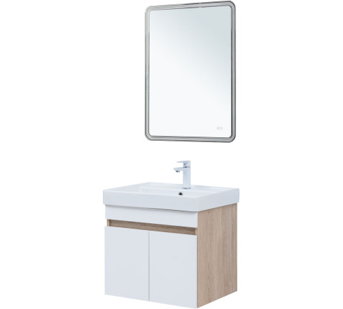 Тумба под раковину Aquanet Оптима 60 дуб светлый/белый сатин