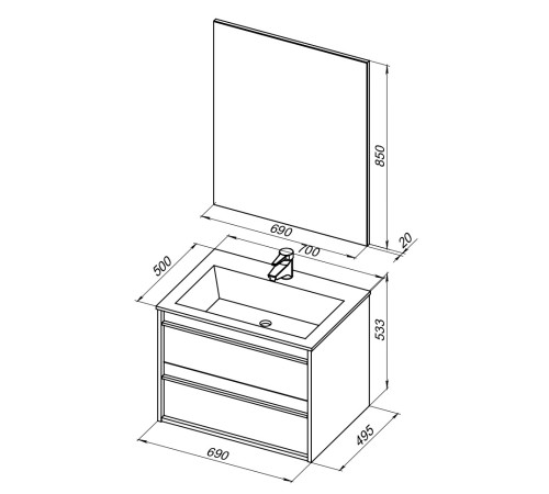 Мебель для ванной Aquanet Lino 70 Дуб Веллингтон