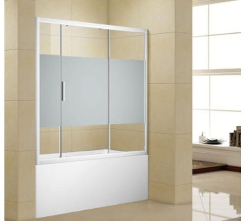 Шторка на ванну Aquanet Practic AE10-B-165H150U-CP 165, прозрачное стекло/шелкография