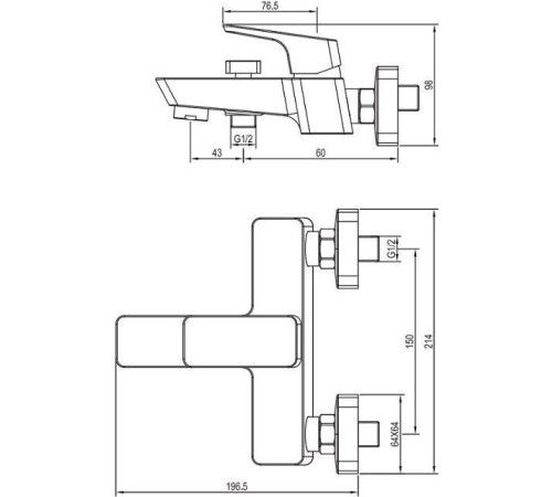 Смеситель для ванны с душем Aquanet Gotic AF440-20С