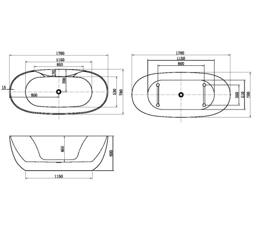 Акриловая ванна Aquanet Family Sweet 170x78 155778-GW