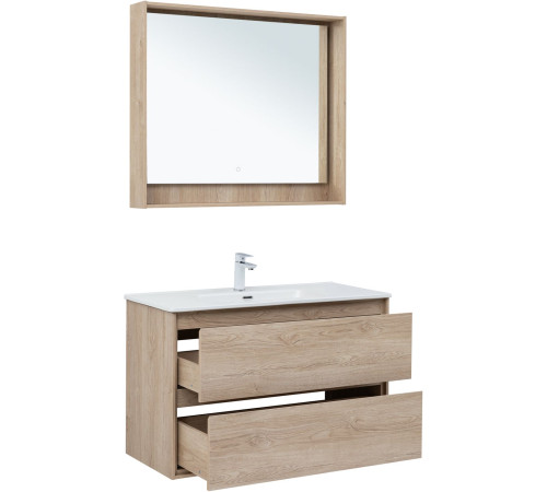 Тумба под раковину Aquanet Милан 100 дуб светлый