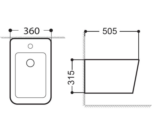 Биде подвесное Aquanet Tavr 2.0 B2 LX-1067
