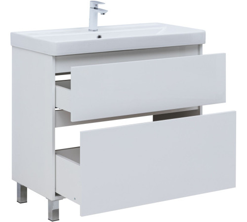Тумба под раковину Aquanet Вега 90 напольная, белый глянец
