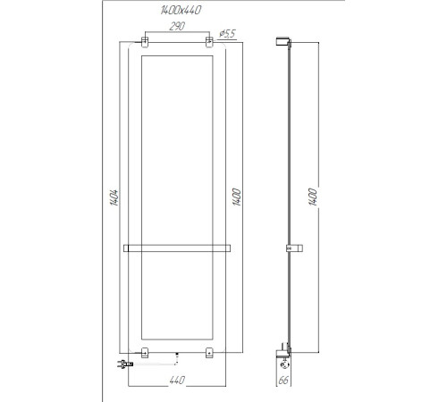 Полотенцесушитель электрический Allen Brau Infinity 140x44 с рейлингом 2.0 и креплением, медь браш