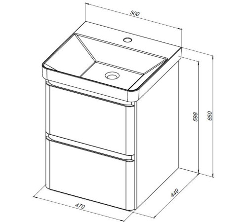 Тумба под раковину Aquanet Эмбер 50 черный матовый