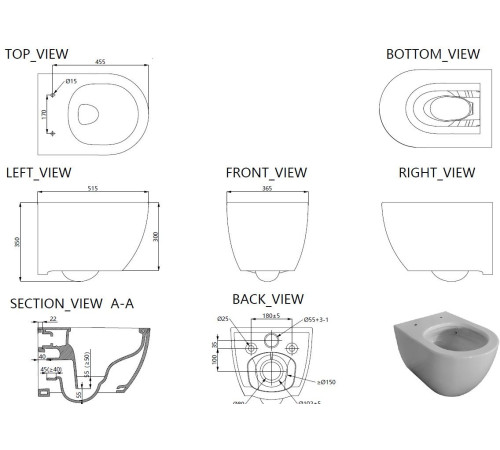 Чаша подвесного унитаза Allen Brau Priority Tornado 4.31008.20 белый глянец