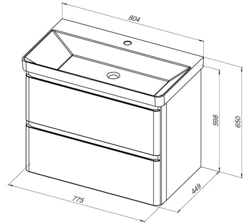 Тумба под раковину Aquanet Эмбер 80 белый матовый