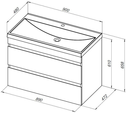 Тумба под раковину Aquanet Нота New 90 дуб светлый