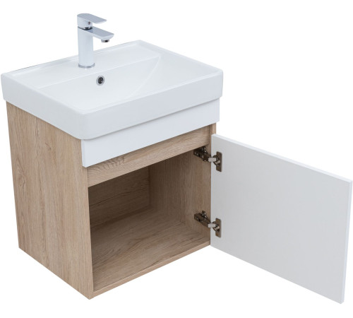 Тумба под раковину Aquanet Оптима 50 дуб светлый/белый сатин