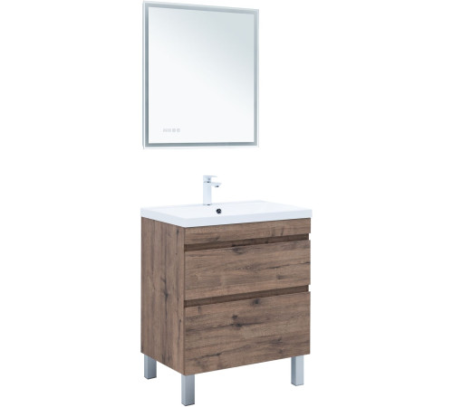 Тумба под раковину Aquanet Нота New 75 напольная, дуб веллингтон табак